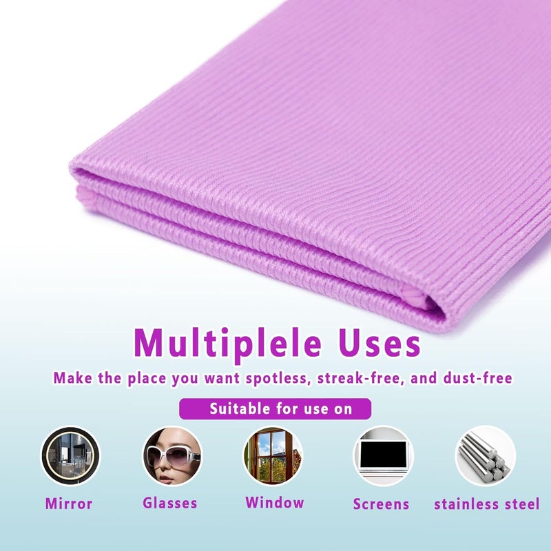 Misequal 6 Pack Glass Cleaning Cloth Microfiber Cleaning Cloth for Window Eyeglass Jewelry Windshields Mirrors and Stainless Steel (Purple) - Image 4